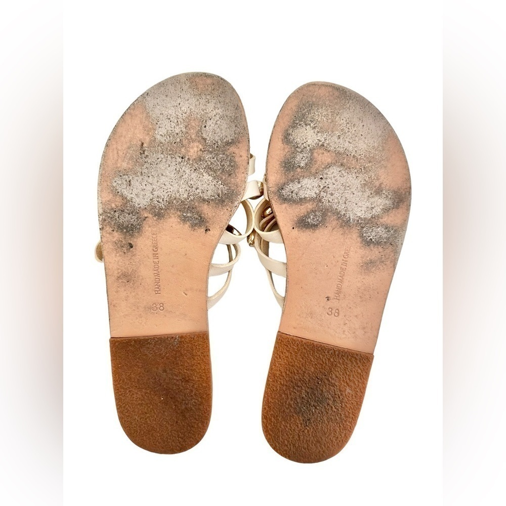Ancient Greek Sandals Women’s  Leather Gold Accents Slides Size IT 38 US 8 - Picture 3 of 6
